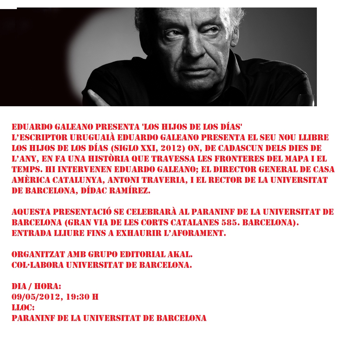 LITERATURA    PRESENTACIN DE LIBRO DE  EDUARDO GALEANO